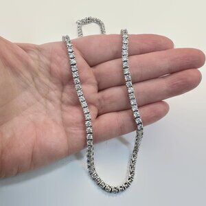 Tennis Necklace, Sterling Silver, Ross Simmons, CZs, 18" Long, Faux Diamond